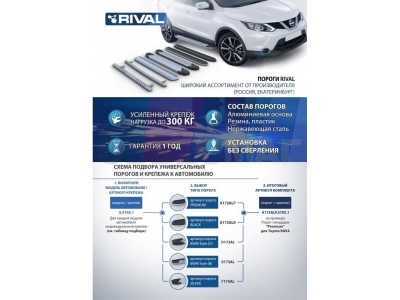 Пороги алюминиевые Rival Premium для Нива ВАЗ 2121 1973-2021