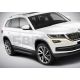 Пороги алюминиевые Rival Black New для Skoda Kodiaq 2017-2021