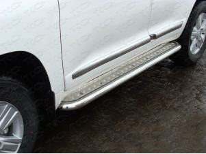 Пороги с площадкой нержавеющий лист 60 мм для Toyota Land Cruiser 200 № TOYLC20012-13