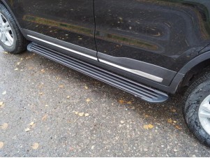 Пороги алюминиевые Slim Line Silver для Geely Atlas № GEELEATL18-37B